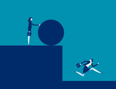 Demir topu itmeye çalışıyor. İş ihaneti ve kriz konsepti