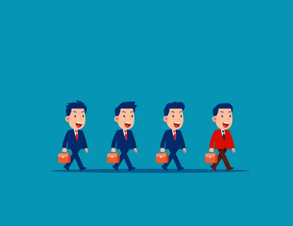 Leader Leads Employees Line Walk Forward Business Leadership Concept — Vector de stock