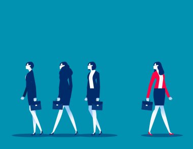 İş ekibi ortağın yürüme yönünün tam tersini buluyor. İş vektörü illüstrasyonu