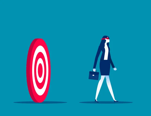Businesswoman Blindfolded Target Direction Business Vector Illustration — Stock Vector