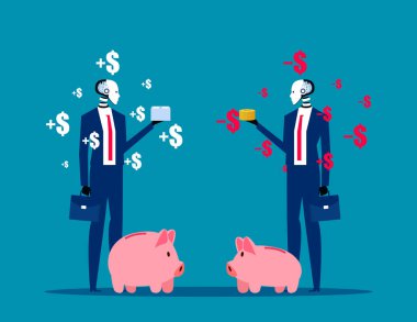 Para birimi yukarı ve aşağı gidiyor. İş yapay zekası kavramı