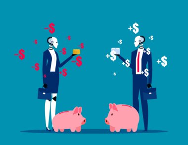 Para birimi yukarı ve aşağı gidiyor. İş yapay zekası kavramı