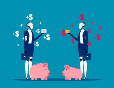 Para birimi yukarı ve aşağı gidiyor. İş yapay zekası kavramı