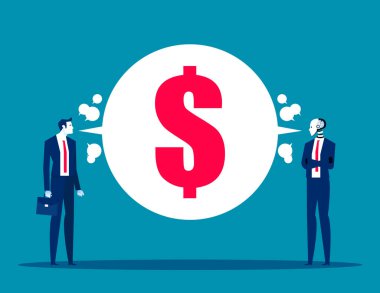 Robot ve insan finans hakkında konuşuyor. İş yapay zekası kavramı