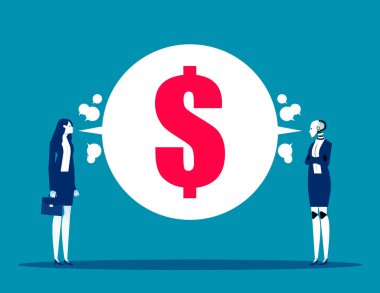 Robot ve insan finans hakkında konuşuyor. İş yapay zekası kavramı