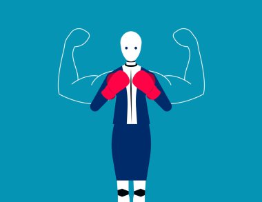 Boks eldivenli robot dövüşmeye hazır. Yapay zeka savaş kavramı