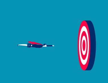 Kazanmak ve başarı hedefine ulaşmak için mücadele. İş vektörü illüstrasyonu