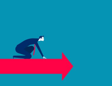 İşadamı kalkışa hazır. İş vektörü illüstrasyonu