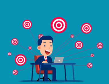 İş hedefi ve stratejisi. İş işçileri vektör çizimi