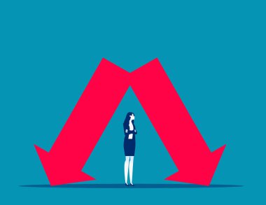 Lider düşen oklar arasında sıkıştı. İş vektörü illüstrasyon kavramları