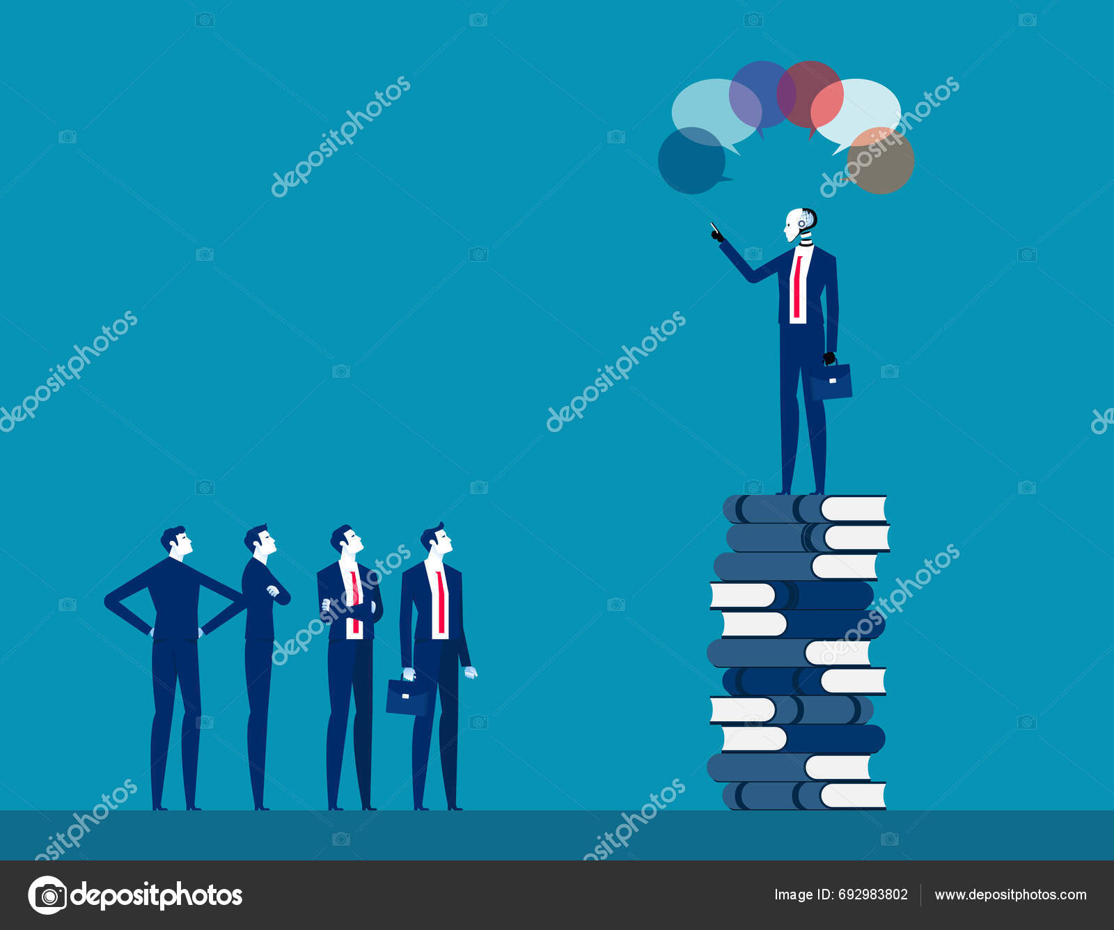 Robot Visionary Leader Speaking Group Human Artificial Intelligence 