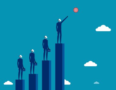 Robot liderliği hedefi gösteriyor. Yapay zeka iş vektör çizimi