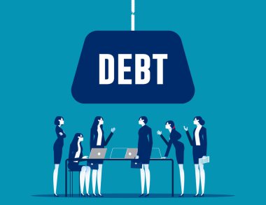 Bir sürü borcu olan bir şirket. İş vektörü illüstrasyon kavramları