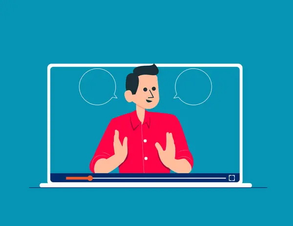 Menschen Mit Virtuellen Ereignissen Nutzen Videokonferenzen Online Meeting Vektor Illustration — Stockvektor