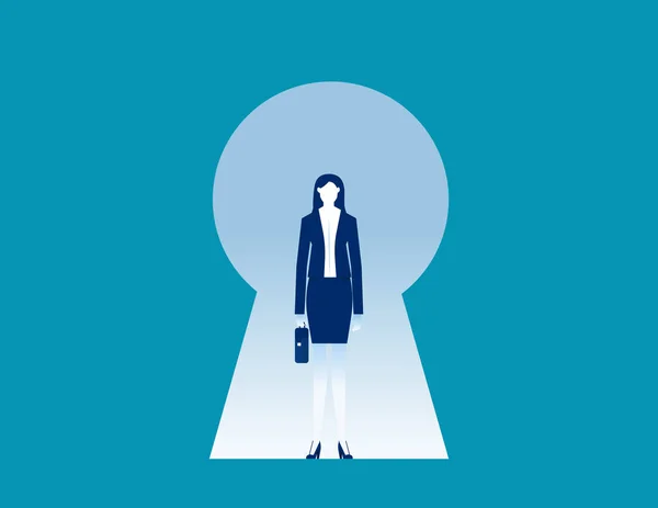 Business Person Standing Lock Hole Business Vector Illustration Concep — Stock Vector