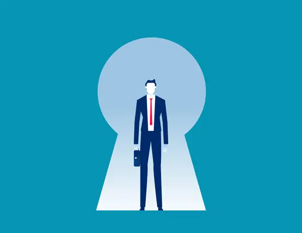 Business Person Standing Lock Hole Business Vector Illustration Concep — Stock Vector