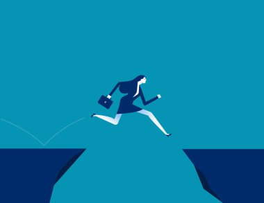 Uçurumdan cesurca atlamak. Vektör illüstrasyon kavramları