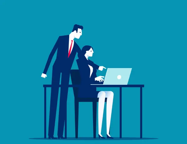 Business teamwork or internship at office. Vector illustration concep