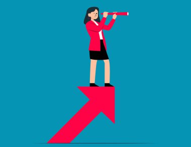 Uzağa bakmak için teleskop kullanıyor. İş vizyonu