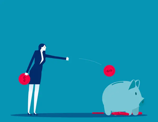 Businessman Throw Coins Piggy Bank Cornhole Game Concep — Stock Vector