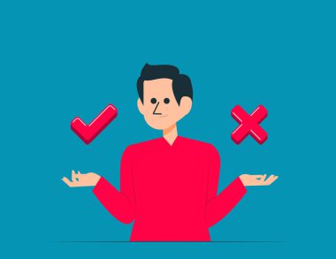 Evet ya da hayır ile başlayan kişi. Sembol vektör konsepti