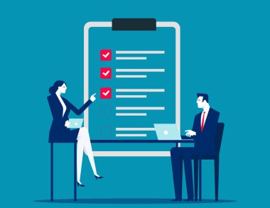 İşletme ekibi kontrol listesi doldursun. Yapılacaklar listesi vektör konsepti