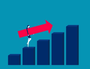 İşletme lideri yükselen kırmızı oku listenin başına aldı. Vektör onayı