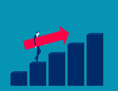 İşletme lideri yükselen kırmızı oku listenin başına aldı. Vektör onayı