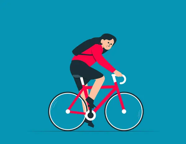 stock vector Person on bicycles cycling to work. Commuting by bike concept illustratio