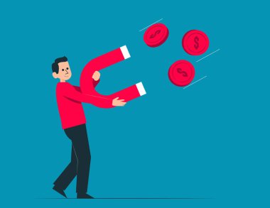 Para artışı ve finansal başarı konsepti. Finansı, tasarrufu ve yatırımları yöneten başarılı zengin karakter koleksiyonları