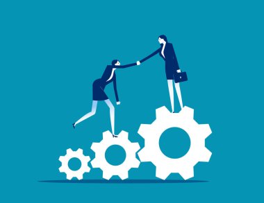 İş Yardımı. Birbirine yardım eden çarklar, ekip çalışması insanlar yardıma güvenir.