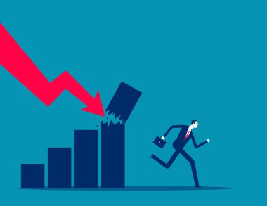 Para kaybı. Çöken grafikten kaçan iş adamı ya da yatırımcı korkusu. Yüksek enflasyondan, borsa çöküşünden, yatırım riskinden veya fiyattan kaynaklanan ekonomik durgunluk. Kriz ya da depresyon kavramı