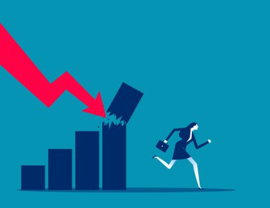 Para kaybı. Çöken grafikten kaçan iş adamı ya da yatırımcı korkusu. Yüksek enflasyondan, borsa çöküşünden, yatırım riskinden veya fiyattan kaynaklanan ekonomik durgunluk. Kriz ya da depresyon kavramı