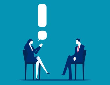 Hikaye anlatımı, dikkat çekmek ve ilgi çekmek için yüksek sesle konuşun, gerçek önemli bilgiler veya gizli, iş adamı ünlem işareti olarak konuşma baloncuğuyla konuşuyor. Dikkat ve uyarı konsepti