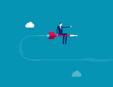 İş yönünü değiştir, liderlik kararını başarıya çevir, hedef konsepte ulaşmak için dönüm noktası ya da farklı bir yol seç, kendine güvenen işadamı doğru hedefe doğru dart kullanıyor..