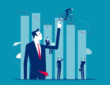 Finansal danışman illüstrasyon, finansal uzman çalışma çizelgeleri, evrimsel ölçek, iş süreci, finansal planlama, enflasyon etkisi kavramını analiz edin. Vektör