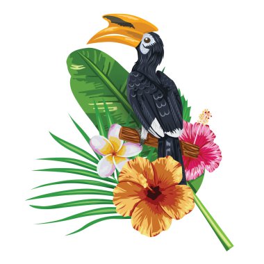 Tropikal bitkiler ve boynuzlu kuş köşesi