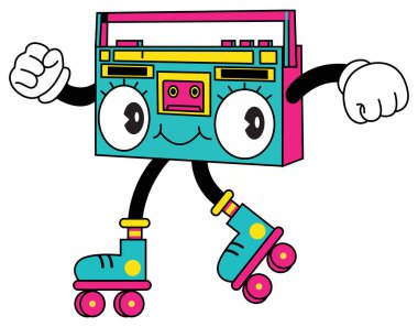 Yürüyen Retro Stereo Çizgi Film Karakteri