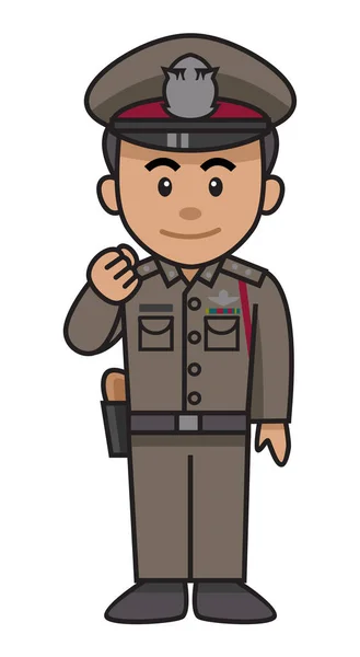 かわいい漫画タイの警官イラスト — ストックベクタ