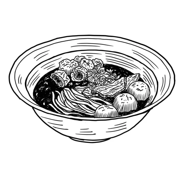 Тайский Суп Говяжьей Лапши — стоковый вектор