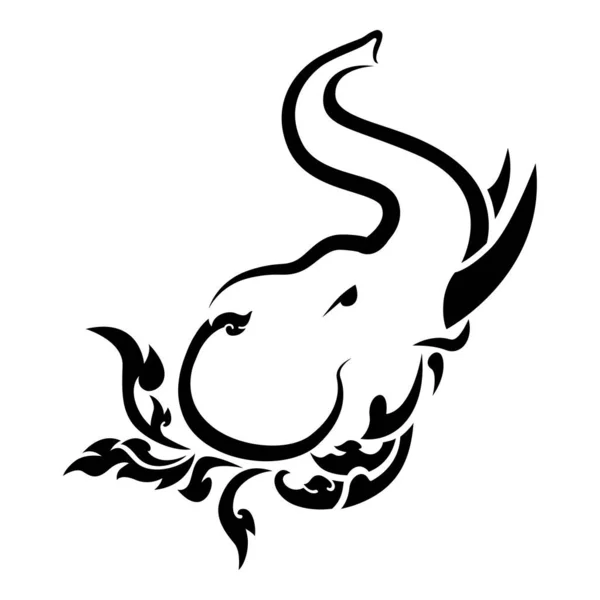 タイ象の頭の輪郭のロゴ — ストックベクタ
