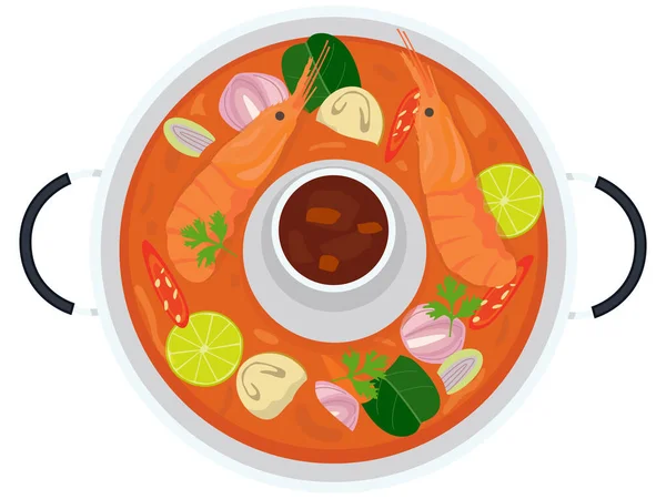 Hot Pot Illustration Thai Tom Yum Soup — 스톡 벡터