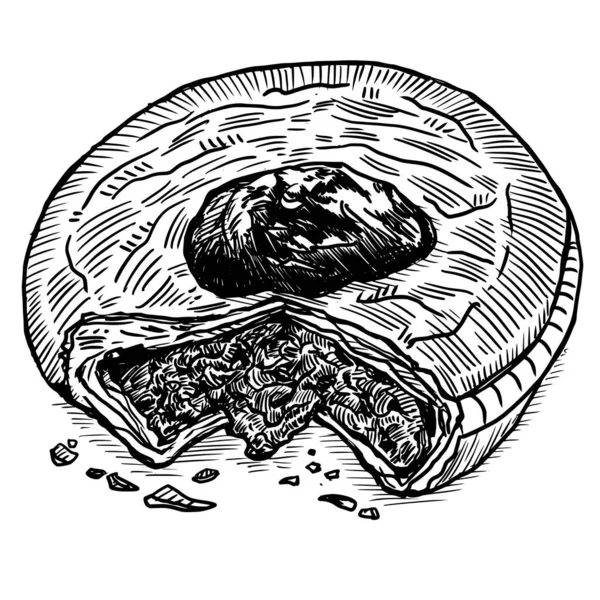 Говяжий Пирог Ручной Работы Томатный Соус — стоковый вектор