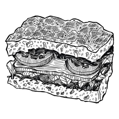 Elle çizilmiş Focaccia Sandviçi