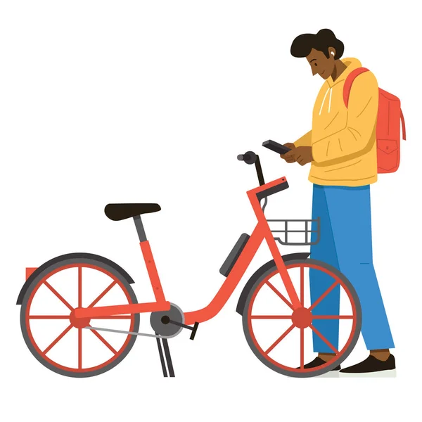Man Paying City Bike Rentals — Stock Vector