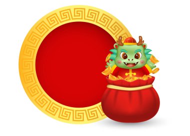 Mutlu Çin Yeni Yılı 2024 Para çantasındaki şirin ejderha