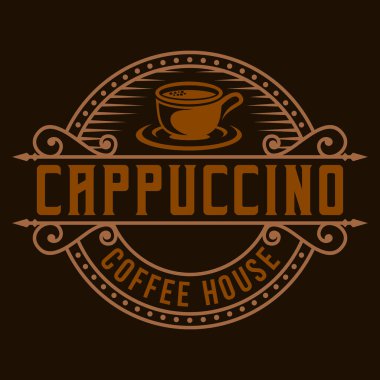 Coffee Shop Coffee Cup Vintage Logo Şablon Rozet İllüstrasyon Vektör Tasarımı