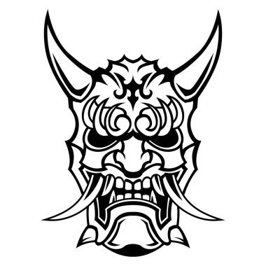 Angry Ronin Mask of Samurai Vector Black and white Warrior Logo Helmet illustration