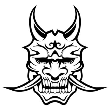 Samurai Ronin Face Mask black and white vector Logo Icon Symbol Vintage Template