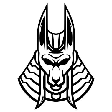 Anubis God Vector Black And White Logo Design mascot Template